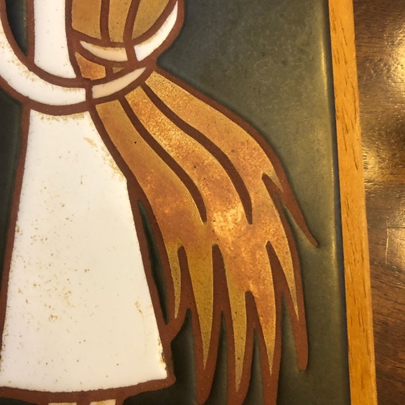 Handmade in Greece Framed Pottery tiles - girl / boy farmerunsigned, GUC - Picture 15 of 16